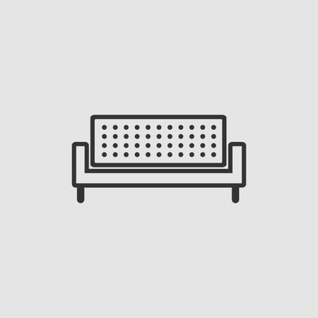 Sofa icon flat. Black pictogram on grey background. Vector illustration symbolのイラスト素材