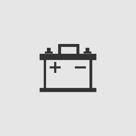 Car battery icon flat. Black pictogram on grey background. Vector illustration symbolのイラスト素材
