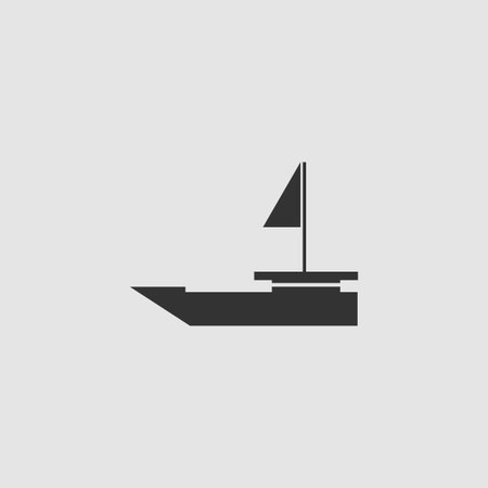 Yacht boats icon flat. Black pictogram on grey background. Vector illustration symbolのイラスト素材