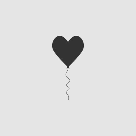 Heart balloon icon flat. Black pictogram on grey background. Vector illustration symbolのイラスト素材