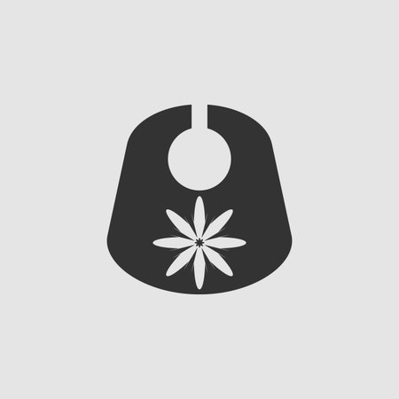 Baby bib icon flat. Black pictogram on grey background. Vector illustration symbolのイラスト素材