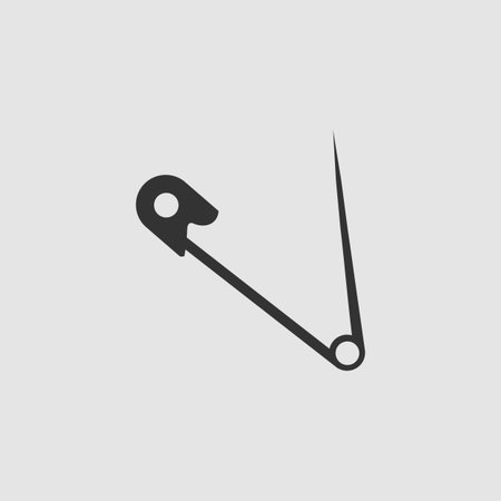 Safety pin icon flat. Black pictogram on grey background. Vector illustration symbolのイラスト素材