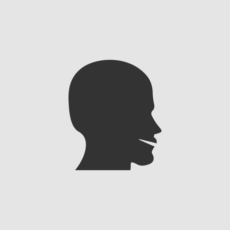 Man's face shape icon flat. Black pictogram on grey background. Vector illustration symbolのイラスト素材