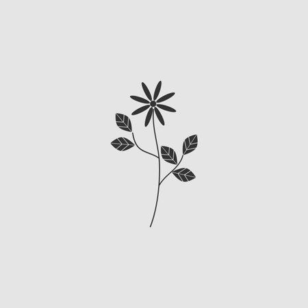 Flower icon flat. Black pictogram on grey background. Vector illustration symbolのイラスト素材