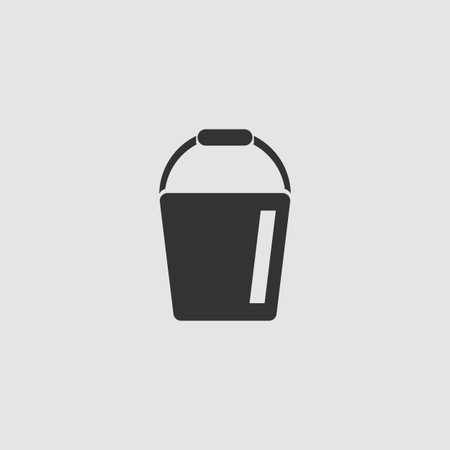 Bucket icon flat. Black pictogram on grey background. Vector illustration symbolのイラスト素材