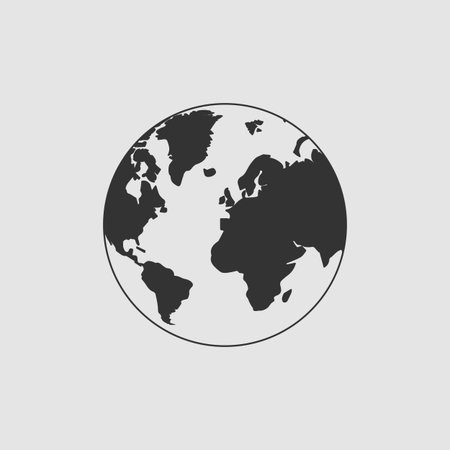 Globe world icon flat. Black pictogram on grey background. Vector illustration symbolのイラスト素材