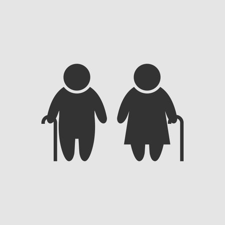 Elder People icon flat. Black pictogram on grey background. Vector illustration symbolのイラスト素材