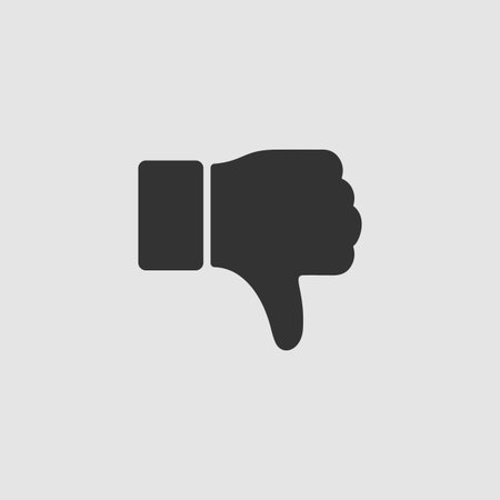 Hand thumb down, dislike icon flat. Black pictogram on grey background. Vector illustration symbolのイラスト素材