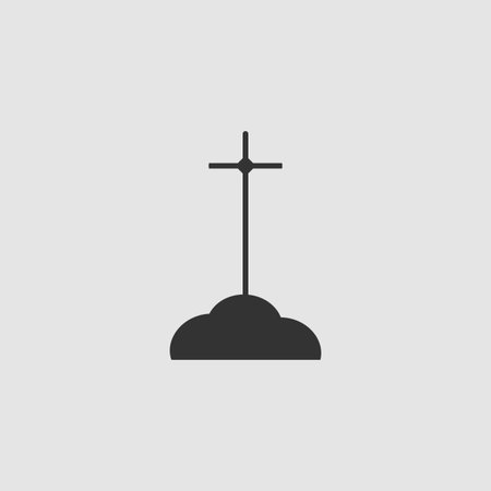 Grave icon flat. Black pictogram on grey background. Vector illustration symbolのイラスト素材