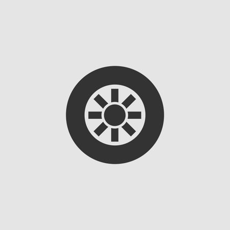 Tire icon flat. Black pictogram on grey background. Vector illustration symbolのイラスト素材