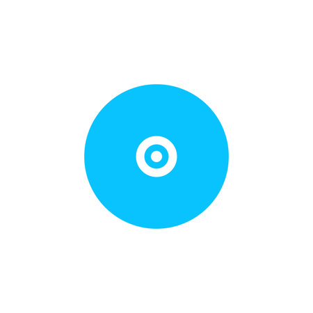 Vinyl record icon flat. Blue pictogram on white background. Vector illustration symbol