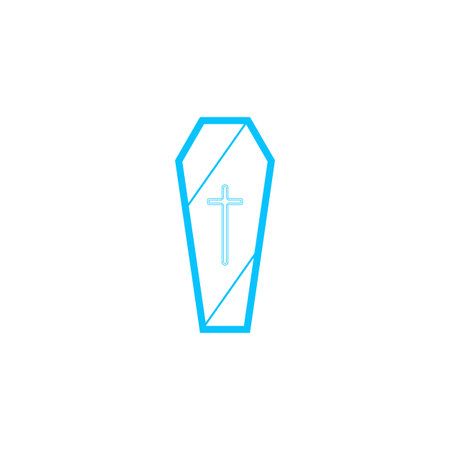 Coffin icon flat. Blue pictogram on white background. Vector illustration symbolのイラスト素材