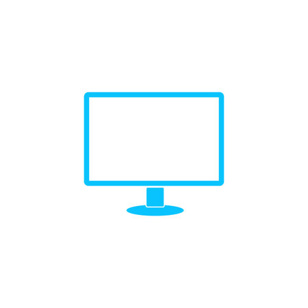 Monitor icon flat. Blue pictogram on white background. Vector illustration symbol