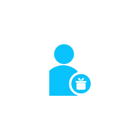 Delivery man icon flat. Blue pictogram on white background. Vector illustration symbolのイラスト素材