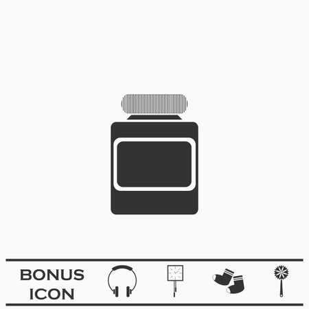 Jar icon flat. Black icon on white background. Vector illustration symbol and bonus buttonのイラスト素材