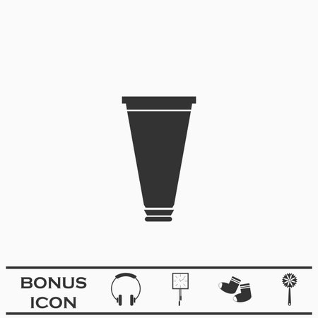 Tube, container, toothpaste, cream icon flat. Black icon on white background. Vector illustration symbol and bonus buttonのイラスト素材