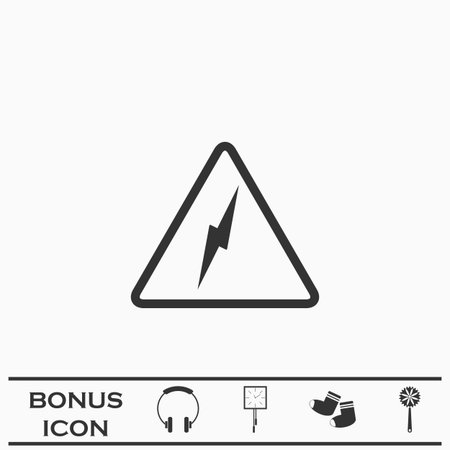 High voltage icon flat. Black icon on white background. Vector illustration symbol and bonus buttonのイラスト素材
