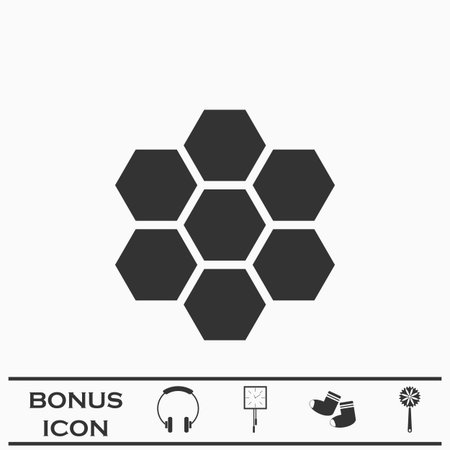 Honeycomb icon flat. Black icon on white background. Vector illustration symbol and bonus buttonのイラスト素材