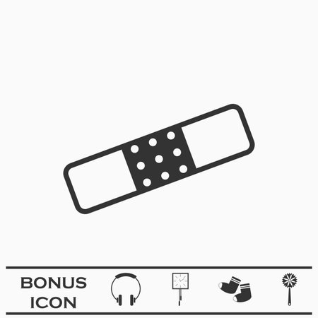 Plaster icon flat. Black icon on white background. Vector illustration symbol and bonus buttonのイラスト素材