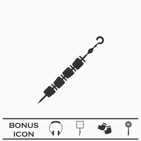 Kebab icon flat. Black icon on white background. Vector illustration symbol and bonus buttonのイラスト素材