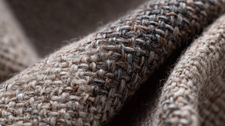 Organic woven fabric texture from recycled fibers in natural earth tones.の素材