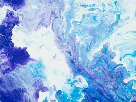 Blue hand painted background, close-up fragment of acrylic painting on canvas. Modern art....