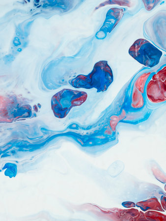 Blue creative abstract hand painted background, close-up fragment, brush acrylic painting on canvas,...