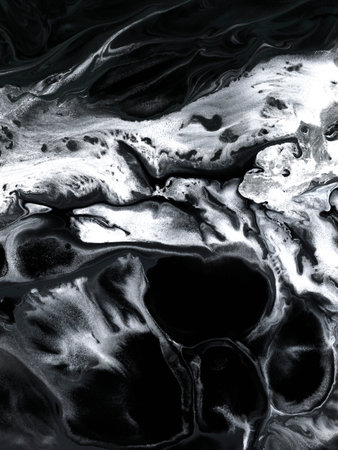 Abstract art painting, black and white creative hand painted background, marble texture, acrylic...