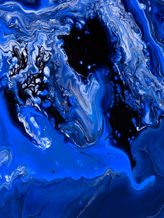 Blue creative abstract hand painted background, fluid art, marble texture, acrylic painting on...