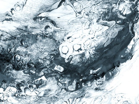 Black and white painting, creative abstract hand painted background, marble texture, abstract ocean, acrylic painting on canvas. Modern art. Contemporary art.の写真素材