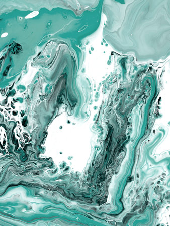 Abstract art green wave painting, creative hand painted background, acrylic painting on canvas....