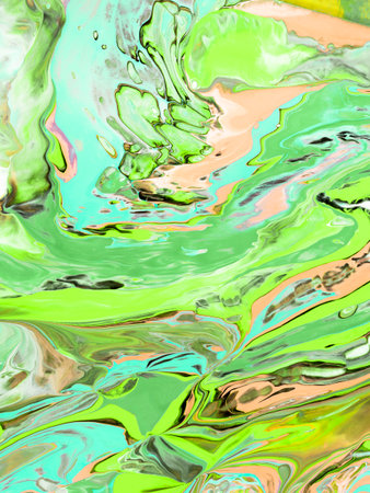 Green and pink art, creative abstract hand painted background, acrylic fluid, marble texture. Modern...