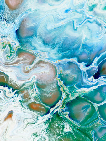 Abstract art painting in blue colors, creative hand painted background, acrylic painting, marble texture, liquid artwork, abstract ocean. Modern art. Contemporary art.の写真素材