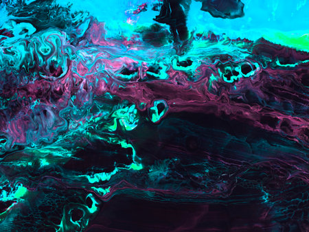 Neon abstract fantasy, art painting, creative hand painted background, brush and marble texture, acrylic. Modern art. Contemporary art.の写真素材
