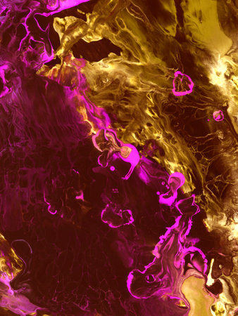Abstract gold and pink wave creative hand painted background, marble texture, abstract ocean, acrylic painting on canvas. Modern art. Contemporary art.の写真素材