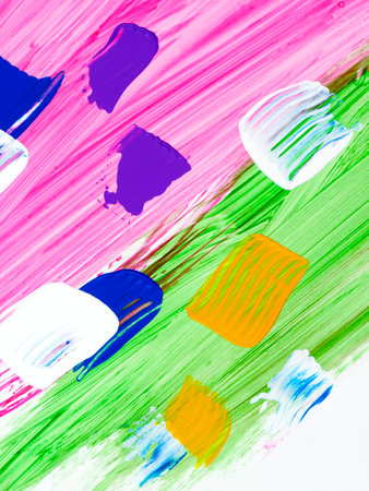 Creative abstract hand painted background, multicolor artwork, brush texture, acrylic painting on canvas. Modern art. contemporary art.の写真素材