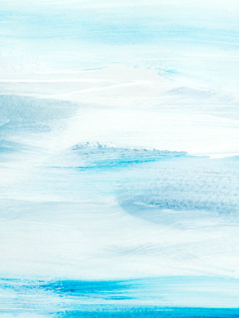 Abstract seascape. original painting. Hand drawn, impressionism style, blue color texture with copy space, brushstrokes of paint, art background. Modern art. contemporary art.の写真素材
