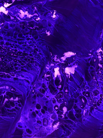 Neon abstract art painting in blue and purple colors, creative hand painted background, acrylic,...