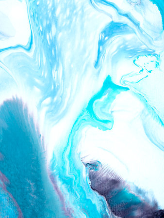 Blue abstract creative hand painted background, marble texture, abstract ocean, acrylic painting on canvas. Modern art. contemporary art.の写真素材