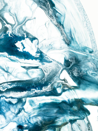 Blue abstract creative hand painted background, marble texture, abstract ocean, acrylic painting on canvas. Modern art. contemporary art.の写真素材