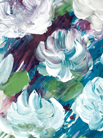 Abstract flowers, original hand drawn, impressionism style, color texture, brush strokes of paint, art background. Modern art. contemporary art.の写真素材