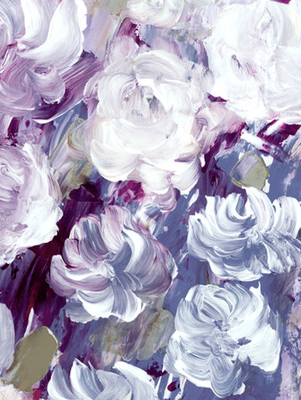 Abstract flowers, original hand drawn, impressionism style, color texture, brush strokes of paint, art background. Modern art. contemporary art.の写真素材