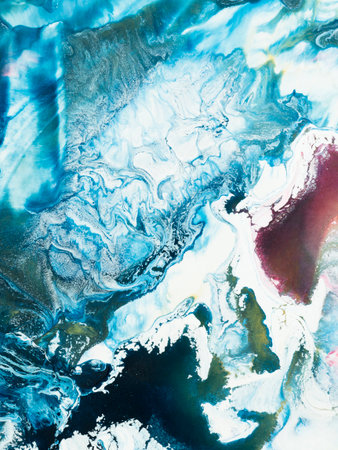 Abstract blue fantastic creative hand painted background, marble texture, acrylic painting. Modern art. contemporary art.の写真素材