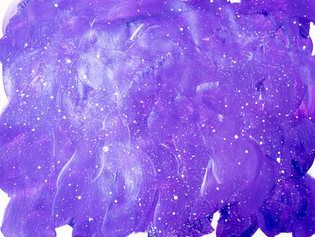 abstract original painting. Hand drawn, starry purple sky, nebula, impressionism style, violet color texture, brush strokes, acrylic. artistic background. Modern Art.の写真素材