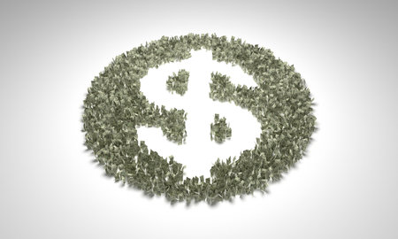 dollar symbol with dollars Letter. 3d render illustrationの写真素材