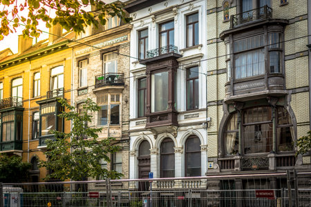 Beautiful view of old town in Europe in beautiful golden evening light at sunsetの写真素材