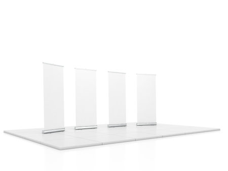Blank trade show booth mock up rollup. 3D renderの写真素材