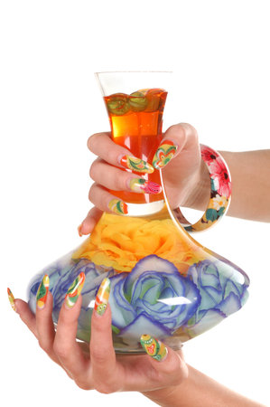 Beautiful manicure on female handsの写真素材