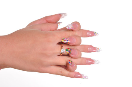 Beautiful manicure on female handsの写真素材