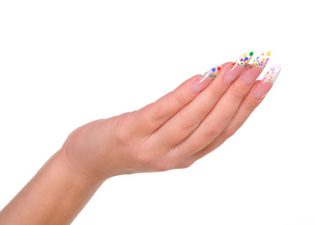 Beautiful manicure on female handsの写真素材